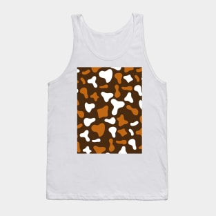 Choco Caramel White Dairy Cow Print Pattern Tank Top